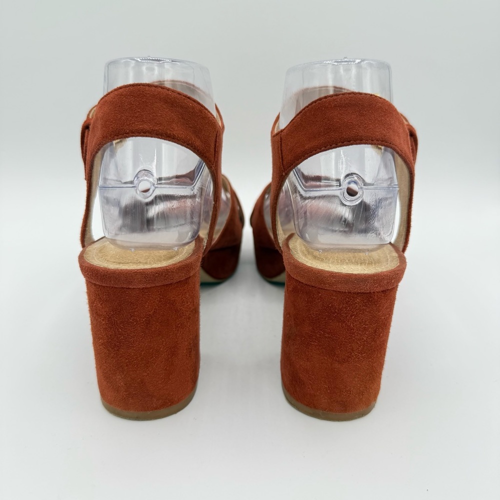 Barneys New York Suede Platform Sandals 8 Orange/Rust - Picture 10 of 16